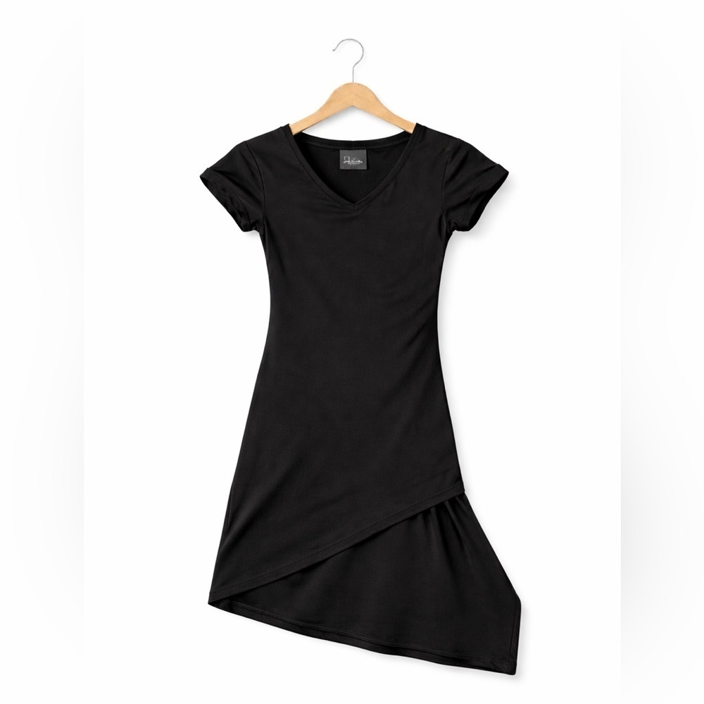 S.L. Fashions Black Asymmetrical Dress Size 8 Elegant Special Occasion